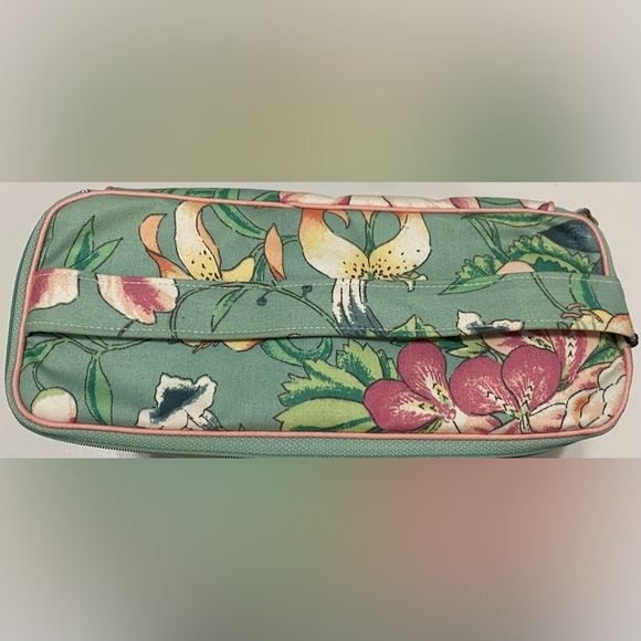 Vintage Trina Cosmetic Organizer Green and Pink Cosmetic Bag - Picture 5 of 10